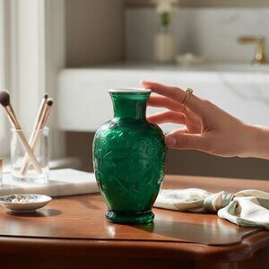 VTG Timeless Enchanting Vintage Avon Spring Bouquet Green Glass Vanity Bottle